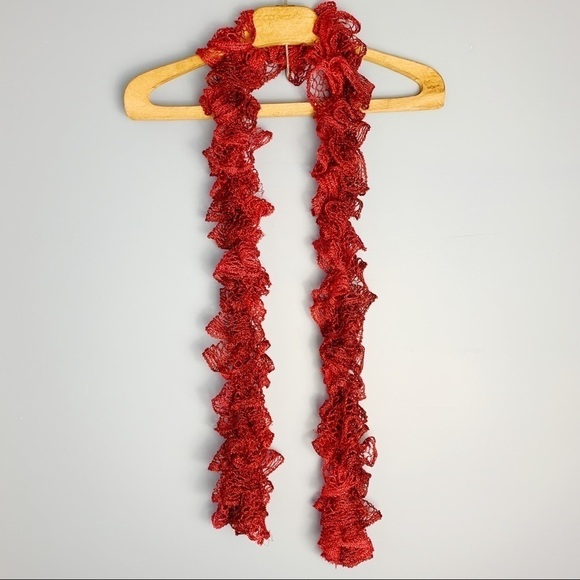 Red Handmade Frilly Scarf - Picture 1 of 2